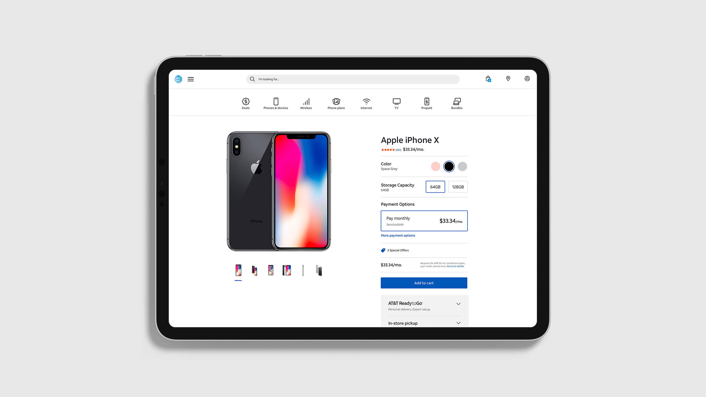 Product detail page