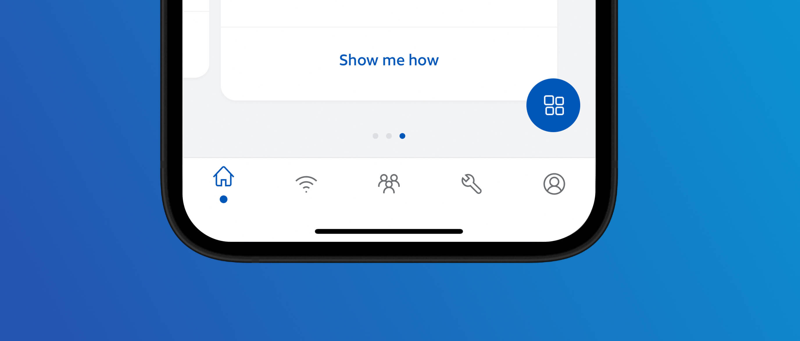 App navigation icons, home tab