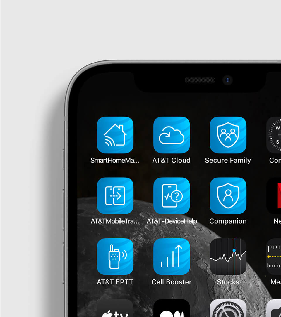 AT&T app icons shown as a unified family
