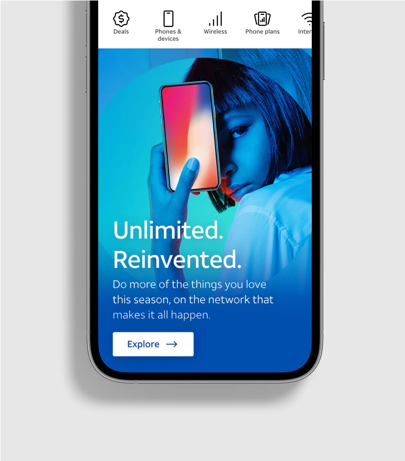 Functional icons applied on AT&T homepage