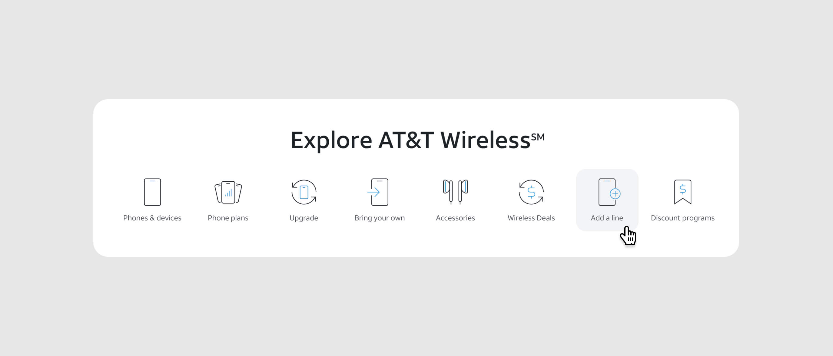AT&T pictogram icons at large scale with brand blue accents