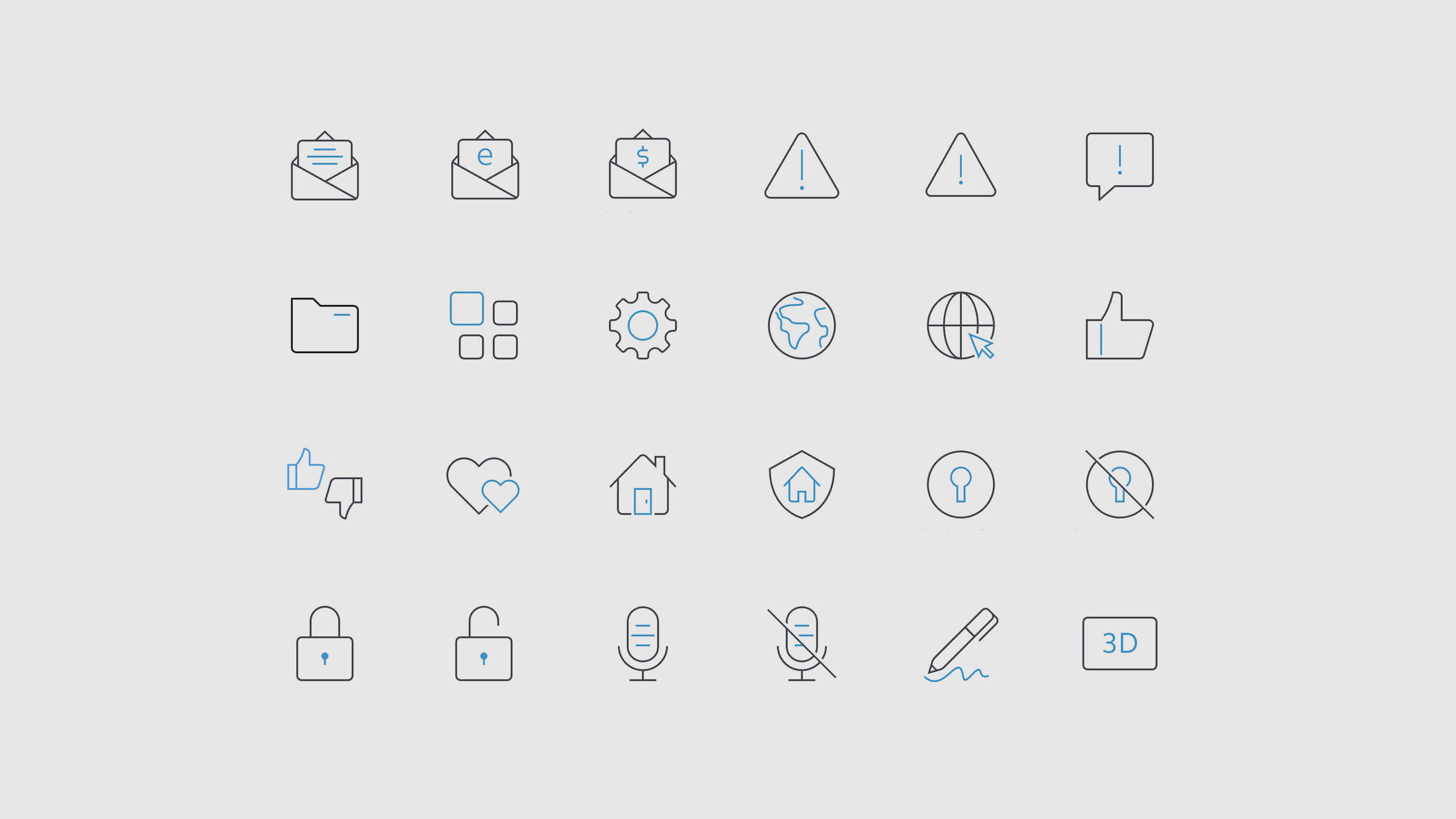 Pictogram family, communication and system icons