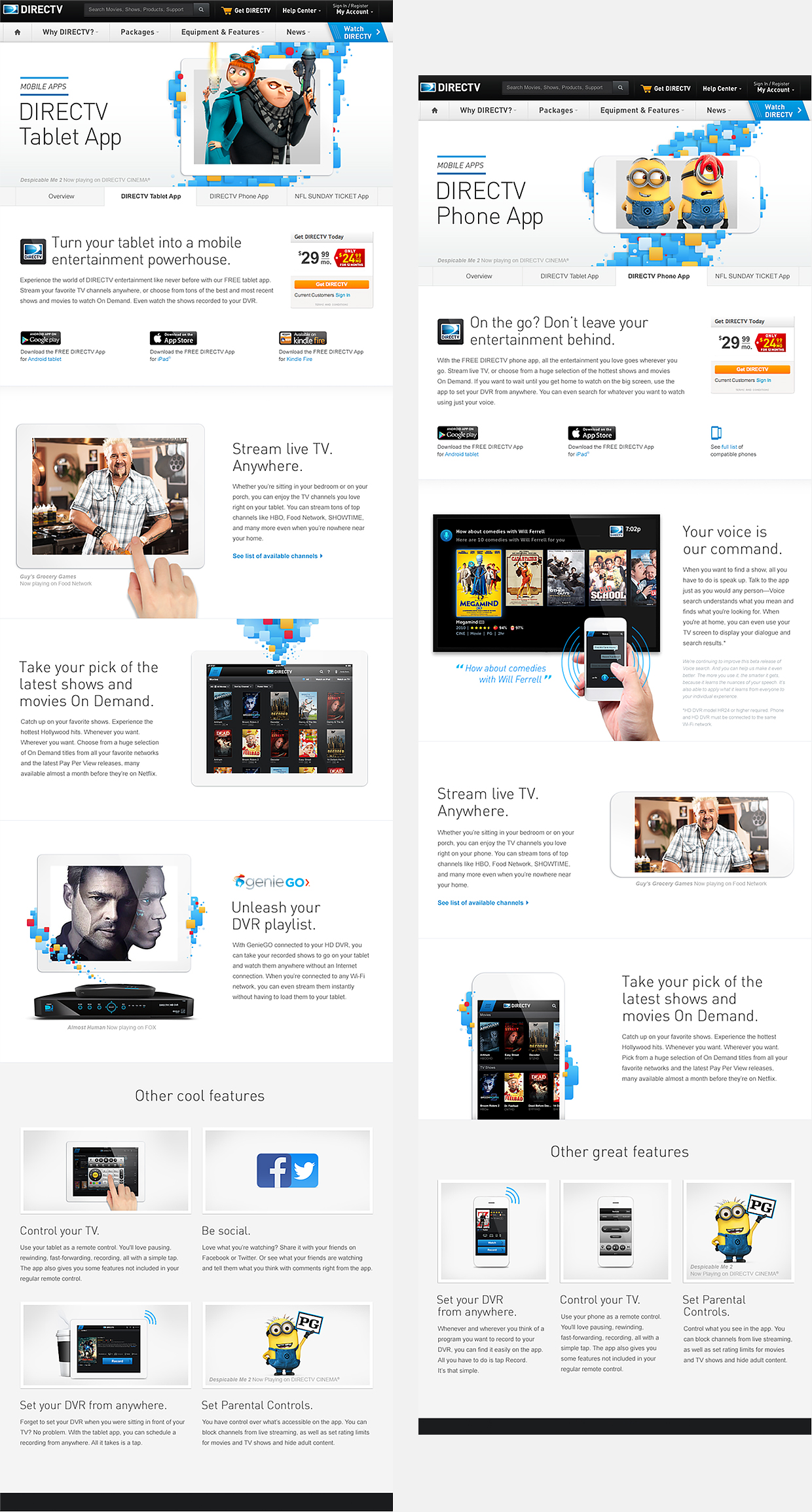 DIRECTV.com redesigned pages 2