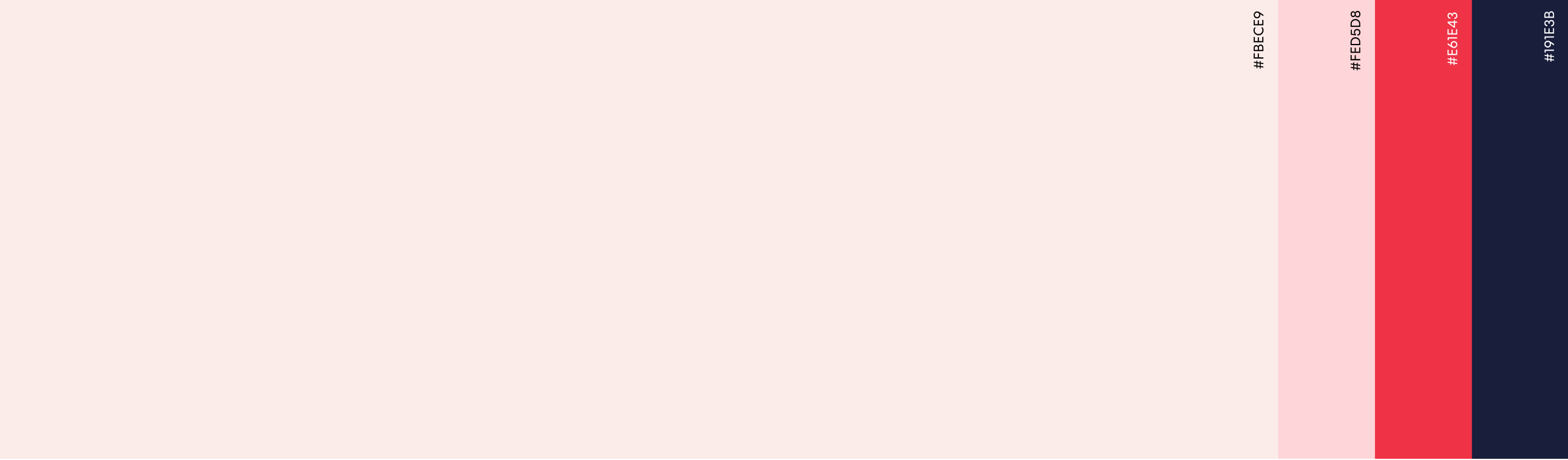 Hotels.com light identity palette: blush, pink, brand red, navy, and white