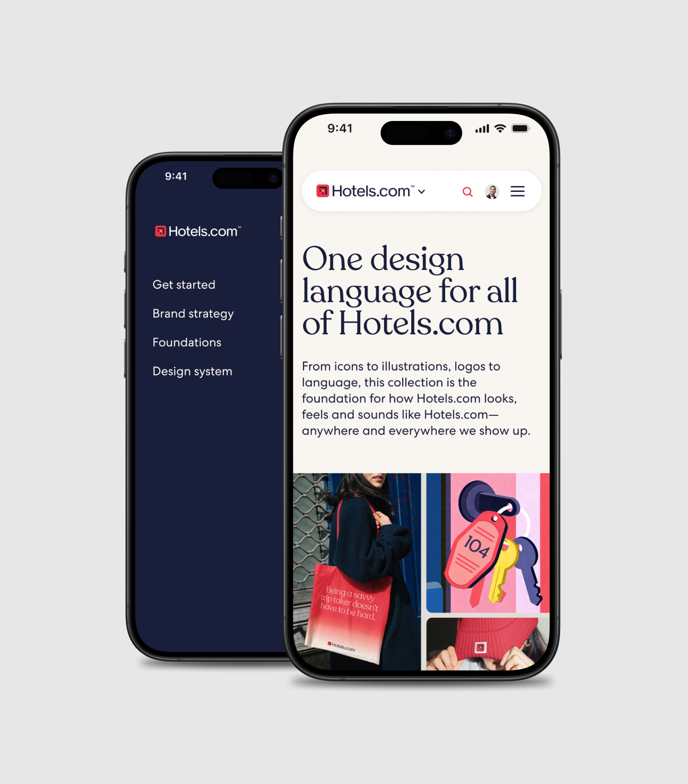 Playbook navigation and the design-language home page on two phones