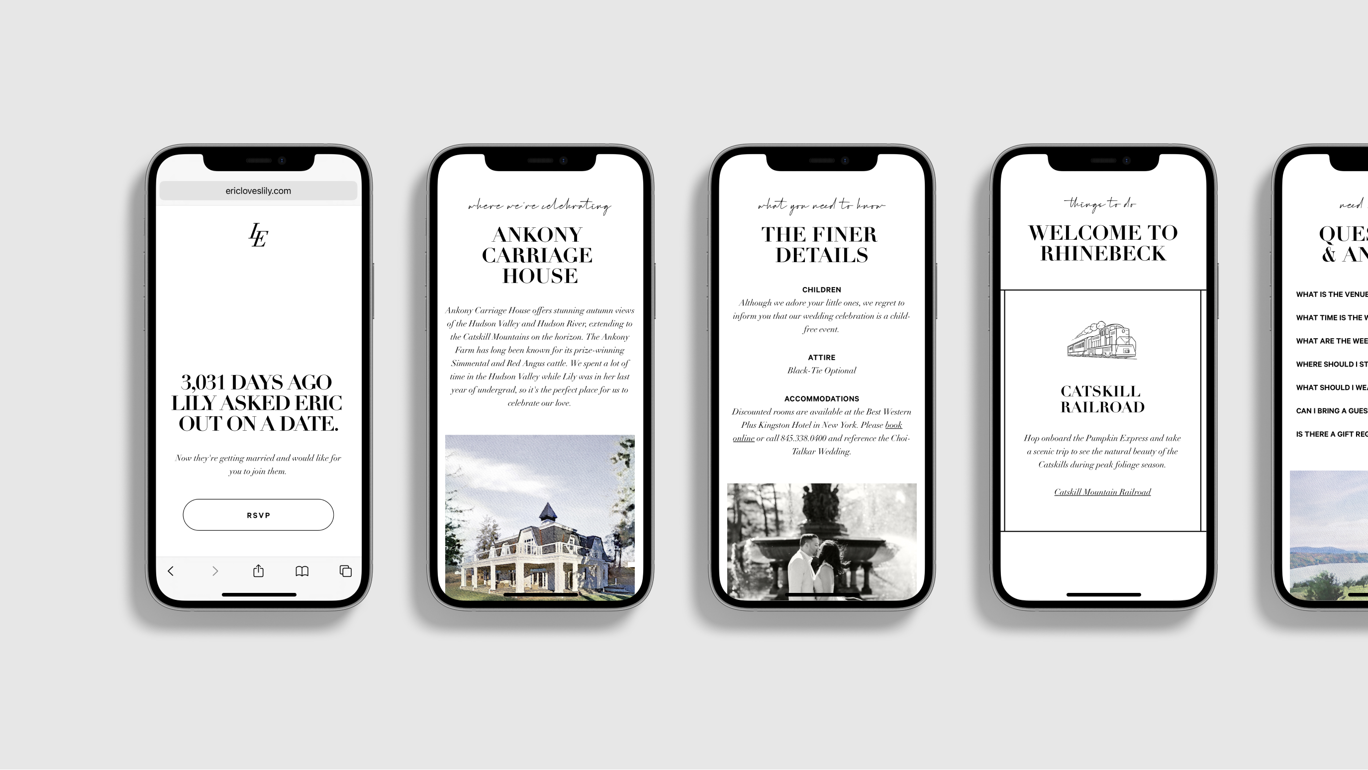 Wedding website mobile view